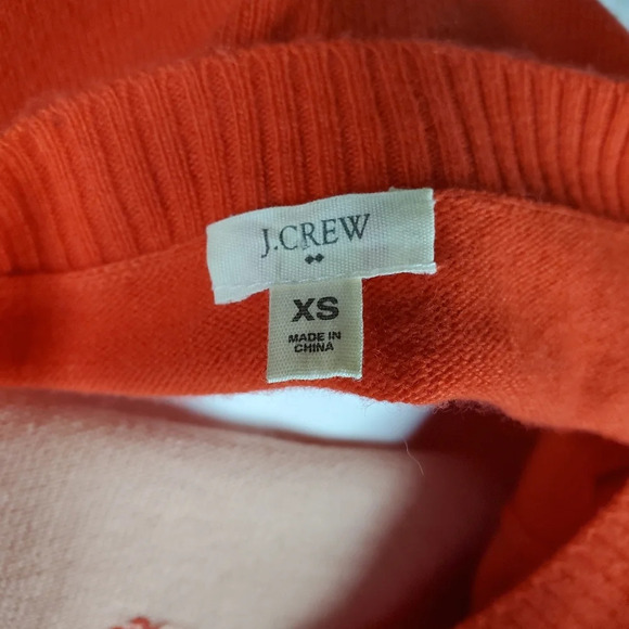 J. Crew  Factory Merino Wool Alpaca Crew Neck Heart Pullover Sweater Orange XS - Picture 2 of 10